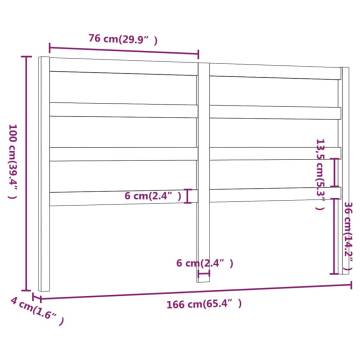 Stylish Solid Wood Pine Bed Headboard - 166x4x100 cm