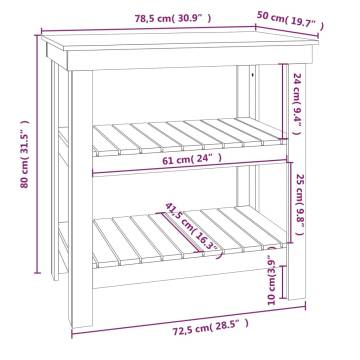 Work Bench Honey Brown - Solid Pine, 78.5x50x80 cm | HipoMarket