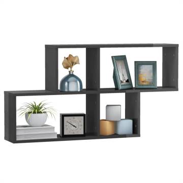 High Gloss Grey Wall Shelf 100x18x53 cm | Hipomarket UK