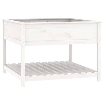 Planter with Shelf White - Solid Pine Wood 111.5x111.5x81 cm