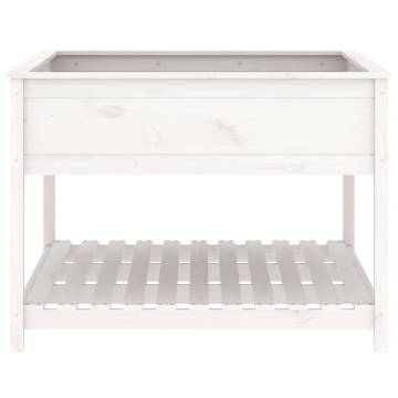 Planter with Shelf White - Solid Pine Wood 111.5x111.5x81 cm