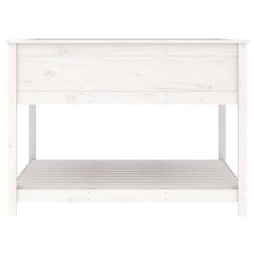 Planter with Shelf White - Solid Pine Wood 111.5x111.5x81 cm