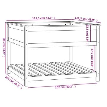 Planter with Shelf White - Solid Pine Wood 111.5x111.5x81 cm