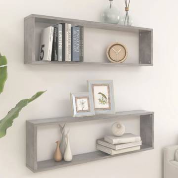 Stylish Wall Cube Shelf Set - Concrete Grey | HipoMarket