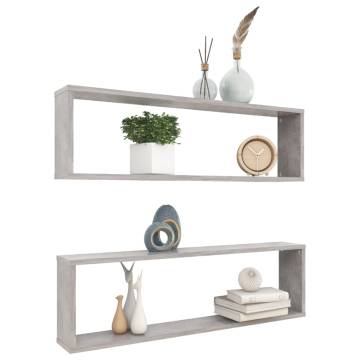 Stylish Wall Cube Shelf Set - Concrete Grey | HipoMarket