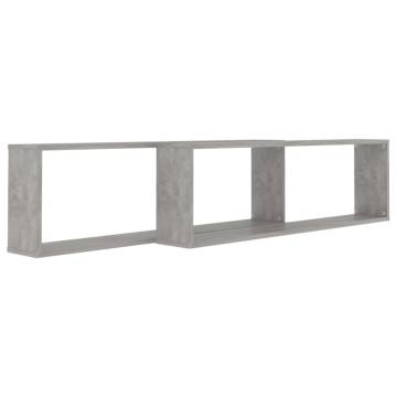 Stylish Wall Cube Shelf Set - Concrete Grey | HipoMarket