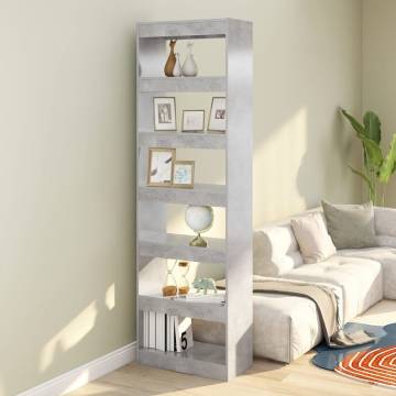 Stylish Book Cabinet/Room Divider - Concrete Grey 60x30x198 cm