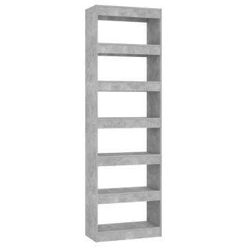 Stylish Book Cabinet/Room Divider - Concrete Grey 60x30x198 cm