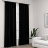 Linen-Look Blackout Curtains with Hooks 2 pcs Black 140x245 cm Colour black Size 140 x 245 cm Quantity in Package 2 