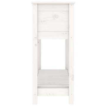 White Planter with Shelf - 111.5x34.5x81 cm Solid Pine Wood