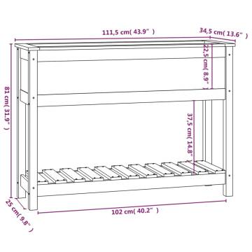 White Planter with Shelf - 111.5x34.5x81 cm Solid Pine Wood