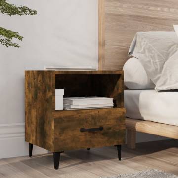 Elegant Smoked Oak Bedside Cabinet | Durable Engineered Wood