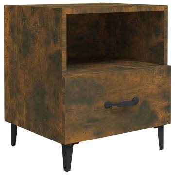 Elegant Smoked Oak Bedside Cabinet | Durable Engineered Wood