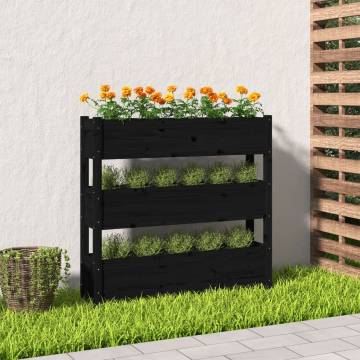 Planter Black 112x25x104.5 cm - Solid Wood Pine | HipoMarket