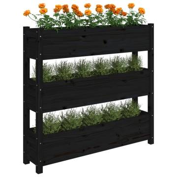 Planter Black 112x25x104.5 cm - Solid Wood Pine | HipoMarket