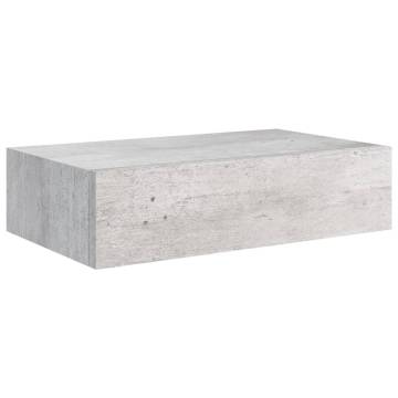 Wall-mounted Drawer Shelf - Concrete Grey MDF | HipoMarket