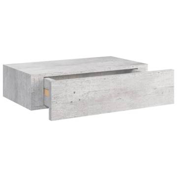 Wall-mounted Drawer Shelf - Concrete Grey MDF | HipoMarket