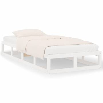 White Solid Wood Bed Frame 100x200 cm - Modern Design