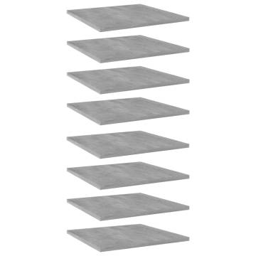 Concrete Grey Bookshelf Boards - 8 pcs | HipoMarket UK