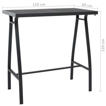 Stylish Black Garden Bar Table | 110x60 cm Tempered Glass