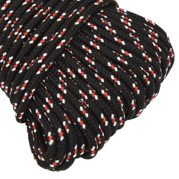 Durable Black Boat Rope 4mm x 50m - Ideal for Boating & Sailing