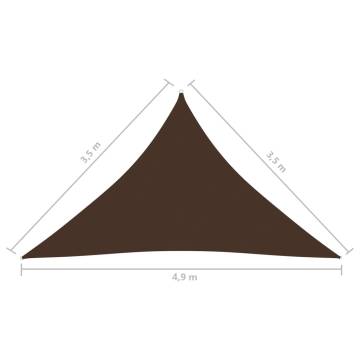 Brown Triangular Sunshade Sail - 3.5x3.5x4.9 m Oxford Fabric