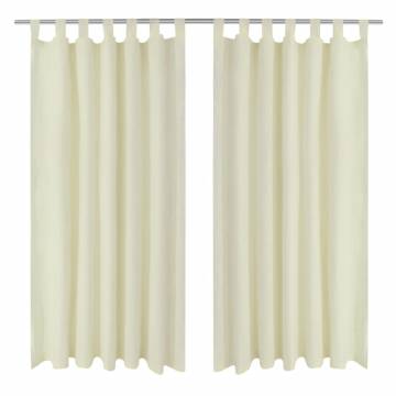 Elegant Cream Micro-Satin Curtains with Loops - 140 x 245 cm