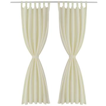 Elegant Cream Micro-Satin Curtains with Loops - 140 x 245 cm