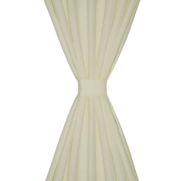 Elegant Cream Micro-Satin Curtains with Loops - 140 x 245 cm