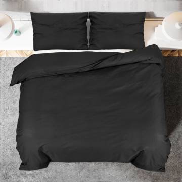 Duvet Cover Set Black 155x220 cm Cotton - Hipomarket UK