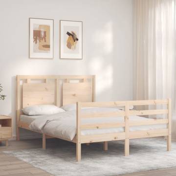 Double Solid Wood Bed Frame with Headboard – Hipomarket UK