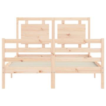 Double Solid Wood Bed Frame with Headboard – Hipomarket UK