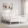 Bed Frame with Headboard White King Size Solid Wood Colour white Size 150 x 200 cm 