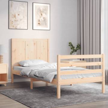 Small Single Solid Wood Bed Frame with Headboard | HipoMarket