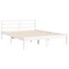 White Bed Frame with Headboard 140x190 cm - Solid Wood