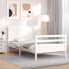 White Bed Frame with Headboard - Solid Wood 100x200 cm