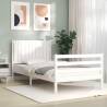 White Bed Frame with Headboard - Solid Wood 100x200 cm