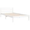 White Bed Frame with Headboard - Solid Wood 100x200 cm