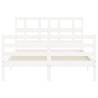 White Double Bed Frame with Headboard - Solid Pine Wood