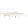 White Double Bed Frame with Headboard - Solid Pine Wood