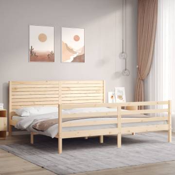 Super King Size Bed Frame with Headboard - Solid Pine Wood