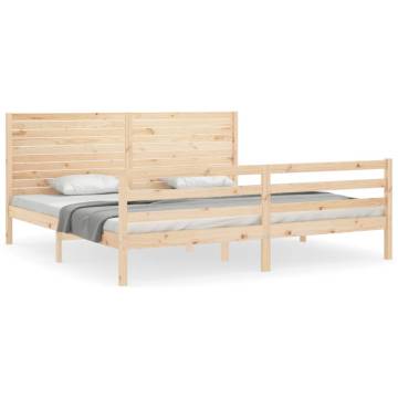 Super King Size Bed Frame with Headboard - Solid Pine Wood