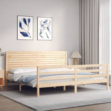 Super King Size Bed Frame with Headboard - Solid Pine Wood