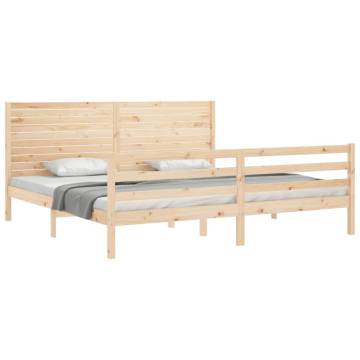 Super King Size Bed Frame with Headboard - Solid Pine Wood