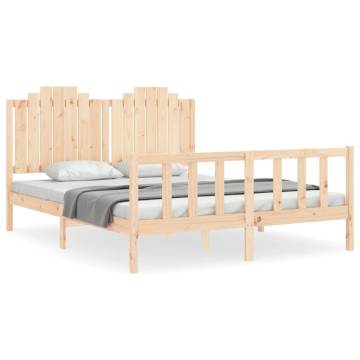 King Size Bed Frame with Headboard - Solid Pine Wood