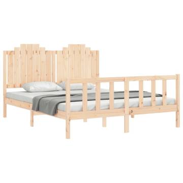 King Size Bed Frame with Headboard - Solid Pine Wood