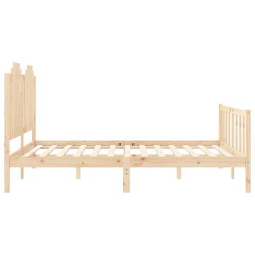 King Size Bed Frame with Headboard - Solid Pine Wood