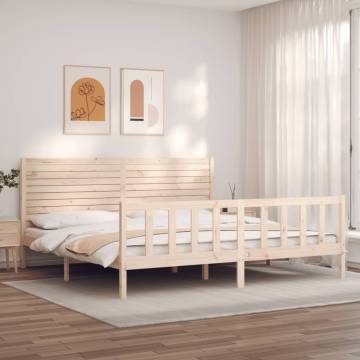 Super King Size Wooden Bed Frame with Headboard - HipoMarket