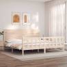 Bed Frame with Headboard Super King Size Solid Wood Colour natural Size 180 x 200 cm 