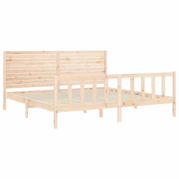 Super King Size Wooden Bed Frame with Headboard - HipoMarket